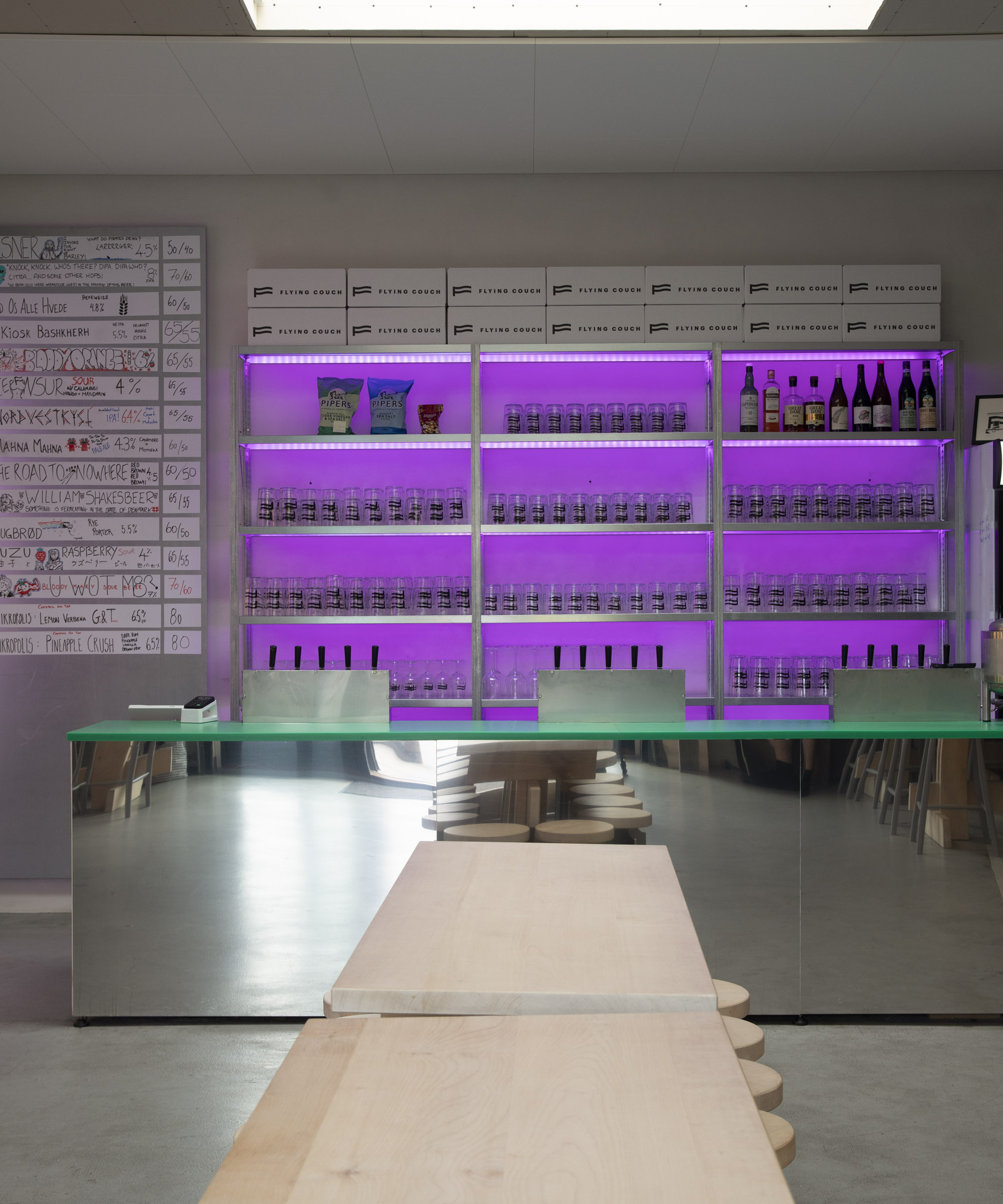 Pick any two draft beers at Flying Couch Bar – One of the city’s best breweries is tucked away in Nordvest and now you can drink unbeatably fresh beer right beside their tanks